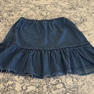 Girls Denim Ruffle Mini Skirt - Blue